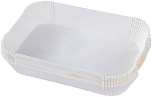 jojofuny Papier Sulfurisé Carré pour Friteuse à Air Chaud Tapis de Cuisson Résistant à L’Huile Antiadhésif 50 Feuilles Blanches Cuisson sans Huile et Grillades Maison