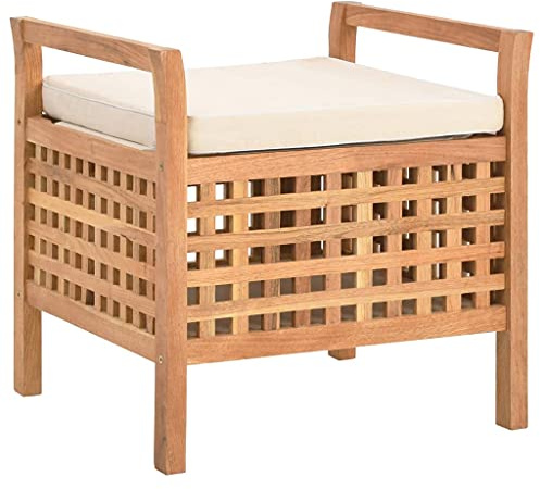 Genérico Banco de Almacenamiento de Madera Maciza de Nogal 49x48x49 cm,Mobiliario,Bancos,Bancos para recibidores y Almacenamiento,Marrón,6.75 kg,247609