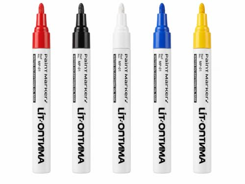 Snugcore 5 Colors Paint Pens, Oil-Based Waterproof Outdoor Paint Markers, Strong Coverage Paint Markers for Plastic Wood Metal Fabric Glass Rock painting Metallic Canvas DIY Craft Paint Set