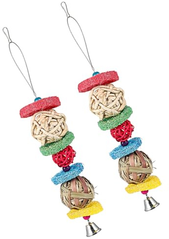 ULTECHNOVO Giocattolo Aspetto Decorativo 2 Pezzi in Legno da Masticare Pappagalli per Pappagalli e Riutilizzabile per Gabbie di Uccelli e Parrocchetti