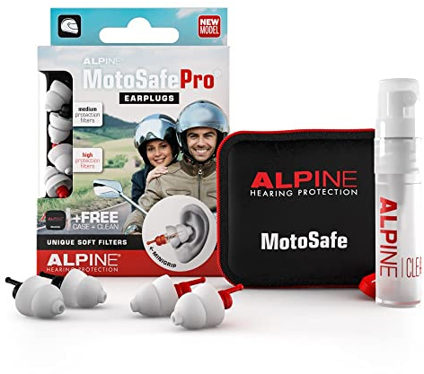 Alpine MotoSafe Pro Bouchons d'oreilles : protections auditives pour la moto - LA référence de tous les motards - 2 paires - Réduit le bruit du vent dans le casque - Hypoallergéniques et réutilisables