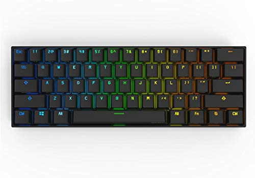 CORN Anne Pro 2 - Teclado mecánico para juegos 60% retroiluminado RGB verdadero, con cable/inalámbrico, Bluetooth 5.0 PBT tipo C, hasta 8 horas de duración extendida de la batería, teclas completas