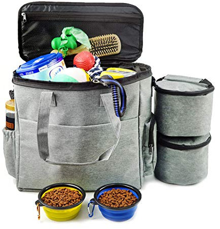 La Bolsa De Viaje del Perro para El Perro, Aprobado por La Aerolínea Set De Viaje, Accesorios para Perros Bolsas De Equipaje, Portador del Alimento 2Xdog Bolsa, 2Xde Silicona Plegables Cuencos