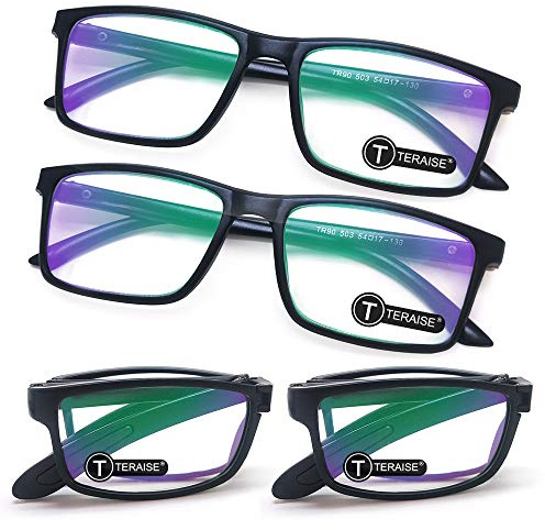 TERAISE Lot de 4 lunettes de lecture bloquant la lumière bleue Folden Mini Readers Lunettes pour hommes et femmes Lunettes de lecture légères pour ordinateur avec étui à lunettes(2.5X)