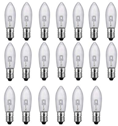 ShuoHui Warmweiß E10 LED-Ersatzlampen Glühbirnen Topkerze für Lichterkette 9V-55V AC 0.2W 3000K 20LM (20)