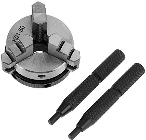 Portabrocas manual de 3 mordazas K01-50, portabrocas de mini torno autocentrante de acero de 50 mm con varilla roscada