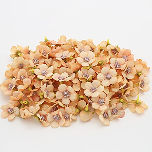 100 Stück Künstliche Blumenköpfe Blütenköpfe Deko-Blüten Kunst Blumen Köpfe Mini Kunstblumen Blüten-Köpfe für Hochzeit Feste Party Home Deko DIY Basteln Garland Scrapbooking Haarschmuck,Ø 2.5cm Orange
