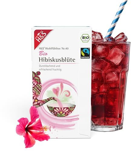 H&S Bio Hibiskusblüte Tee: 100% Bio Fair Trade Fruchtkelche von Hibiskusblüten, 20 x 1,75 g
