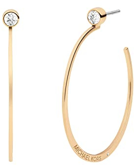 Michael Kors Goldfarbene Creolen für Damen; Huggie-Ohrringe für Damen; Edelstahl-Ohrringe; Schmuck für Frauen, Edelstahl, Kristalle