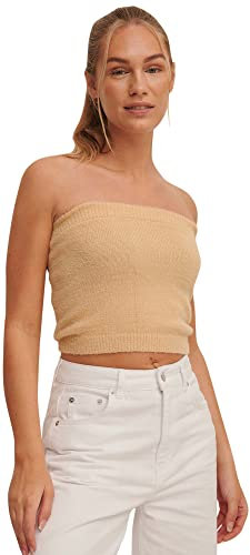 NA-KD Camisa de Punto Bandeau Top Cami para Mujer, Arena Beige, M