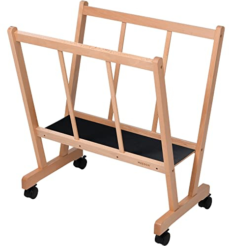 MEEDEN Estantería de Madera para Impresiones - Estantería para Exposiciones de Arte - Estantería de Secado de Arte con Ruedas - Estantería de Almacenaje para Paneles Pósters Lienzos, Natural