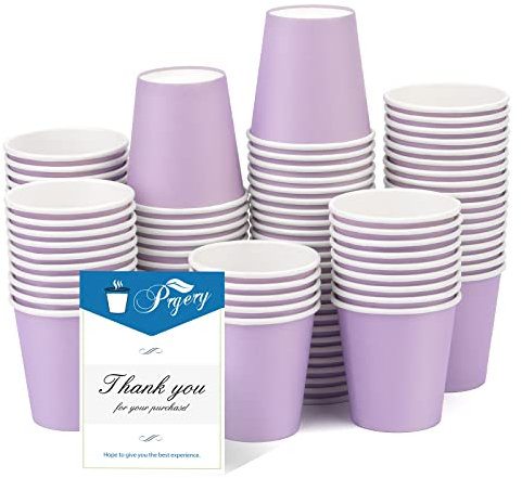 Paquete de 100 vasos de papel de 3 onzas, vasos de baño desechables, vasos de enjuague bucal, vasos pequeños para agua, jugo, dulces, ideales para fiestas, baño y oficina (morado)
