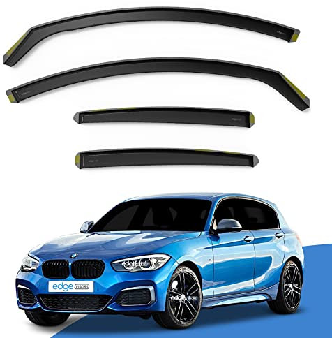 EdgeVisors Wind Deflectors | Fits: BMW 1 Series F20 (2011-2019) 5 Door Hatchback 4pc Set | In-Channel Rain Guards for Wind, Rain & Sun Protection, Easy Installation - Tinted