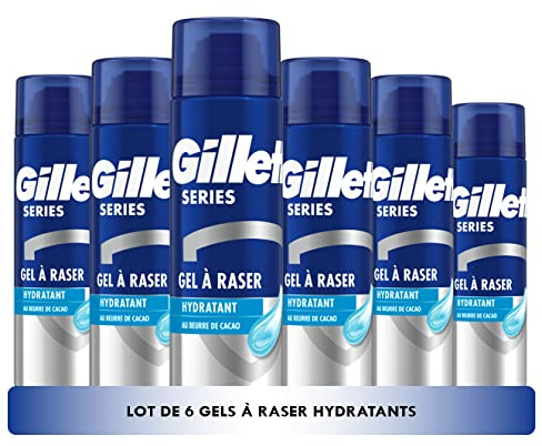 Gillette Series Gel À Raser Hydratant Au Beurre De Cacao, 6x200ml