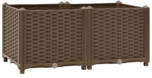 Homgoday Aiuola Rialzata in Polipropilene, Colore Marrone, Dimensioni 80x40x38 cm, Perfetta per Giardino, Balcone o Terrazza, Facile da Montare
