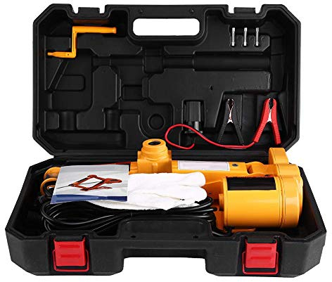 Samnuerly Kit de reparación de Rueda de neumático de elevación de Gato de Coche automotriz de 3 toneladas 12 V CC SUV Van y Equipo de Emergencia con Estuche, Gato de Coche eléctrico automotriz