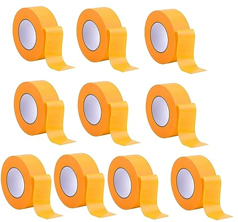 10 Rollen Profi Goldband Klebeband 50 m x 40 mm - Malerband Gold Kreppband - Abdeckband für Maler und Lackierer - Krepp für Innen und Außen - Malerkrepp - Vielseitiges Klebeband für Malerarbeiten