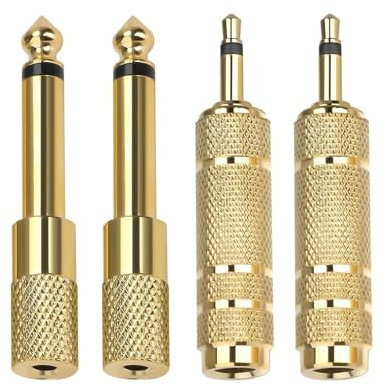 Tyrzol 4 Pack Headphone Adapter Jack, Headphone Jack Adapter 6.35mm Male 1/4 Inch To 3.5mm Female 1/8 Inch Audio Adapter Audio Plug Adapter Audio Jack Plug Adaptor Converter.