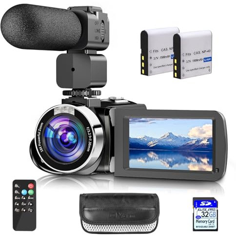 Hojocojo Video Camera Camcorder Full HD 4K 42MP 18x Zoom Video Recorder Camera Vlogging Camera for YouTube Camcorder with 3.0 IPS Screen and 32G SD Card,Remote Control,2 Batteries
