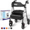 VOCIC Andador plegable y ligero con asiento, andadores estrechos para apartamentos, andadores para personas mayores, plegable con neumáticos de 20 cm para todo terreno, asiento y mango de altura