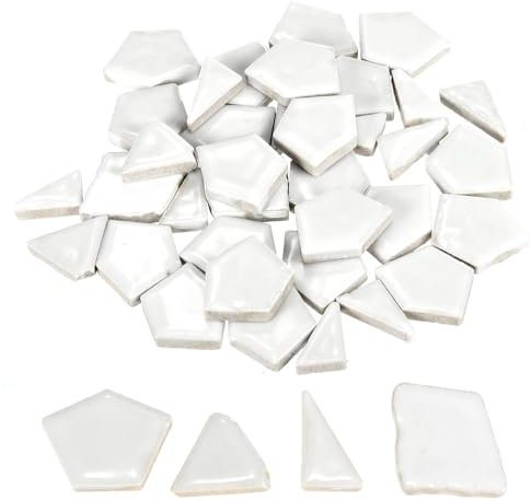 QUARKZMAN 100g de Carreaux de Mosaïque en Céramique Pour L'Artisanat en Vrac, Carreaux de Céramique Blancs Irréguliers Pour Kits de Mosaïque, Pas de Jardin, Tapis de Tasse