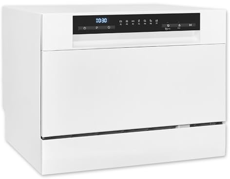 Exquisit Mini-Geschirrspüler, Tischspülmaschine, 55 cm breit, spülmaschine klein, Auto Türöffner, ECO-Modus, GSP5206-030D weiss