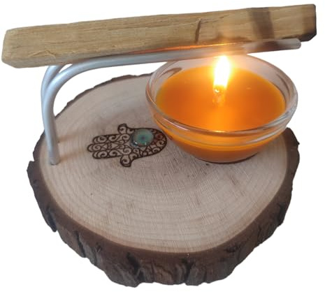 QUEMADOR DE PALO SANTO MANO DE FÁTIMA- Pack de quemador+palo santo+vela de miel