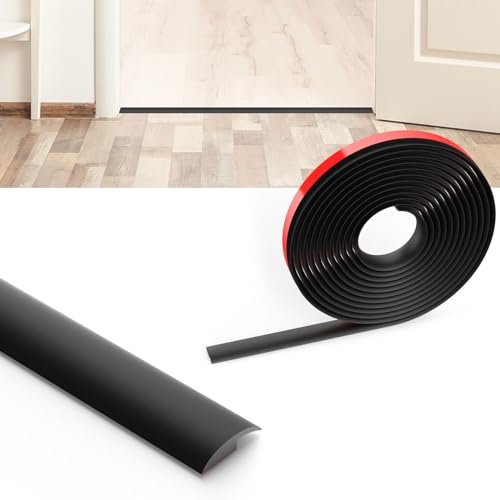 Flintronic Übergangsprofil Selbstklebend, 2m x 3.5cm PVC Boden-Leiste, Übergangsleiste Boden, Übergangsschiene ohne Bohren, Abdeckleiste für Fliesen, Holz, Laminat, Höhenausgleich 5mm(Schwarz)