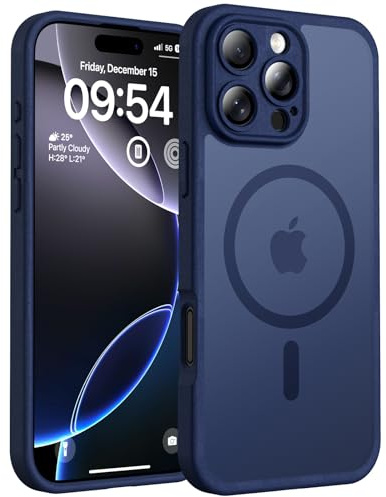 TOCOL for iPhone 16 Pro Max Case, Compatible with MagSafe, Dark Blue | Full Camera Protection, Built-in Magnets, 15FT Military-Grade Shockproof Thin Slim Translucent Matte Phone Cover