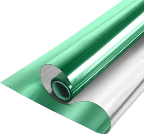 MOCNT Pellicola Oscurante per Vetri Pellicola Specchio Unidirezionale Pellicola Privacy Adesivo per Protezione Solare Pellicola Riflettente Finestre Verde 40cmX200cm
