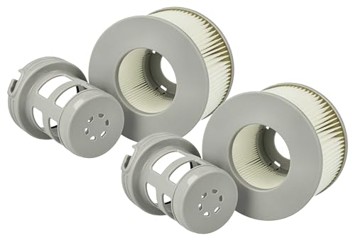 vhbw 2X Filterkartusche kompatibel mit MSpa Nest Swimmingpool, Filterpumpe - Wasserfilter Grau Weiß