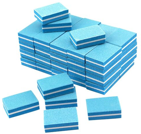 Lot de 100 petits polissoirs à ongles, blocs polissoirs à ongles, éponges de vernis à ongles, limes professionnelles pour nail art, mini limes à ongles pour salon de beauté à domicile, bleu