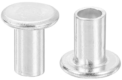 QUARKZMAN 50Pcs Rivets Semi-Tubulaires, 6mm x 10mm Rivet Tubulaire Semi-Tubulaire à Tête Plate en Aluminium pour Réparation Industrielle et Domestique, Argenté