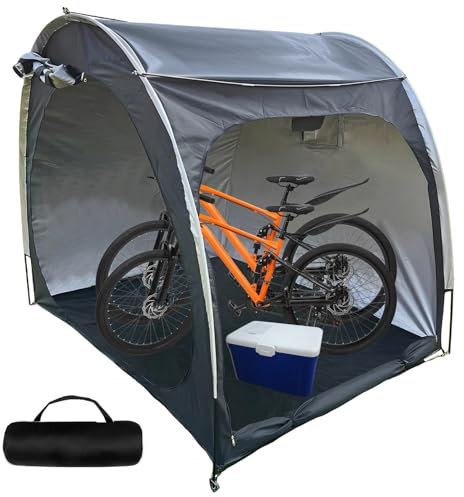 Makamsui Outdoor Bike Covers Storage Shed Tent, Portable Bicycle Storage Sheds Accommodate 2-4 Bikes, Sun Protection Waterproof Bike Protective Canopy for Motorcycle, Garden Tools, Lawn Mower Black