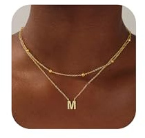TINGN Gold Buchstaben Halskette für Frauen Damen, Geschichtete Buchstabe M Anhänger Halsketten Personalisierte Gold Buchstaben Halsketten für Frauen Mädchen Schmuck Geschenke