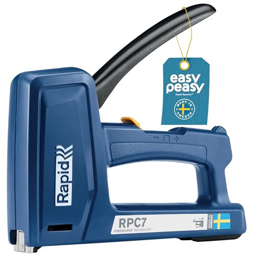 Rapid RPC7 Handtacker 7-in-1 - zum Polstern, Kabelbefestigen, Tackern von Holz - kompatibel mit Fein und Flachdrahtklammern, Nägeln, Kabelklammern - weniger Kraftaufwand - Made in Sweden