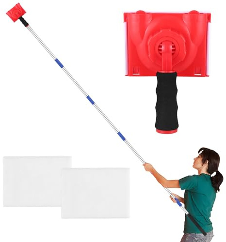 6-Section Paint Edger Tool with Threaded Extension Rod | Adjustable Paint Pad Applicator for Walls, Ceilings, Trim, Baseboards | Paint Edger Brush with 2 Refill Pads (35-93 Inches)