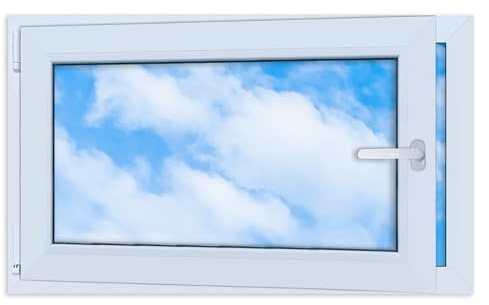LORAC | Kunststofffenster weiß 1000x600mm, 100x60cm, PCV, DIN Links, kippbar & ausstellbar, 2-fach Verglasung, energiesparend – Fenster mit CE-Zertifikat für Keller und Wohnung