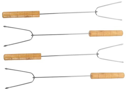 Toyvian 4 Pezzi Spiedo Barbecue Inossidabile con Legno e Facile per Grigliate e Attività