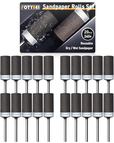 20 Pièces 240 Grains Tambours de Ponçage pour Outil Rotatif Dremel, Manchons de Ponçage avec Tige de 1/8 pour Polissage et ponçage du métal