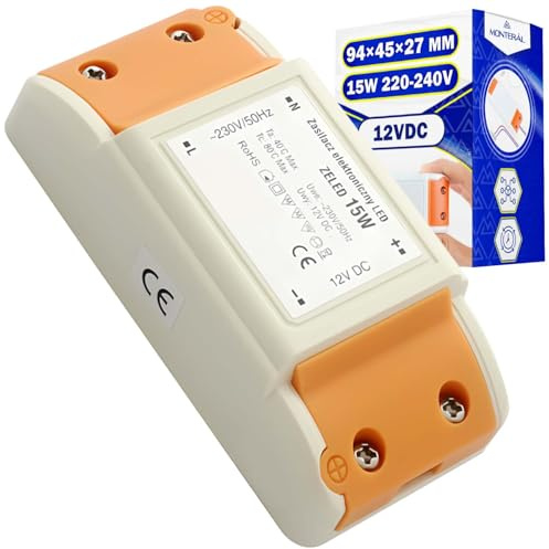 Transformateur LED 12V 15W 1,2A 220-240V - Alimentation LED a Taille de 94 x 45 x 27 mm - Garantie de 10 Ans - MONTERAL