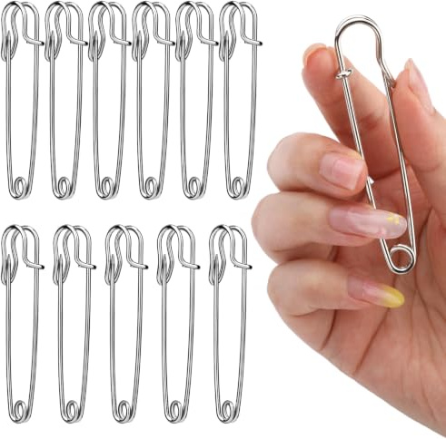 Deudy 15 Stück Silber Extragroß Sicherheitsnadel Sicherheitsnadeln Set, Metall Sicherheitsnadeln verschiedenen größen für handarbeiten, Kleidung kunsthandwerk, schmuck und DIY Handwerk- 75mm