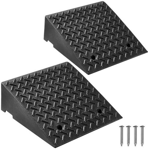 VEVOR Rampe de Trottoir, Hauteur 18 cm, Rampe de Seuil, Lot de 2 Rampes Accès Antidérapantes Robustes, Capacité de Charge 3,175 tonnes, pour Passage de Fauteuils Roulants, Poussettes, Motos, Voitures