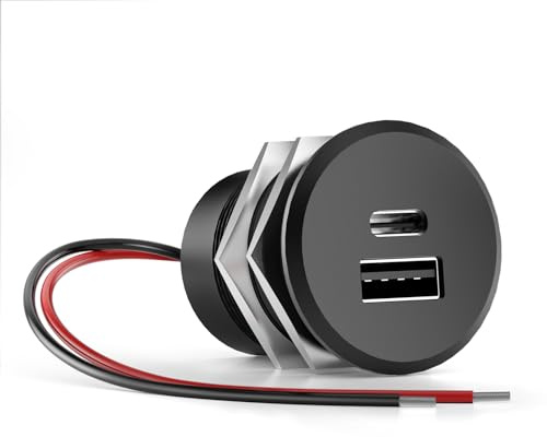 GZV Presa USB per camper, 12 V, in alluminio, impermeabile, presa di ricarica 12 V, 48 W, presa USB C da incasso con PD 3.0 e QC 3.0 per auto, camper, barca e roulotte