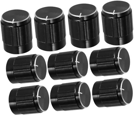 AKOOSY 10 Stück Teiliges Metall Drehknöpfe Gitarre aus Aluminiumlegierung Robuste Lautstärkeregler und Potiknöpfe Stilvolle Schwarze Control Caps Einfach zu Bedienen Kompatibel mit