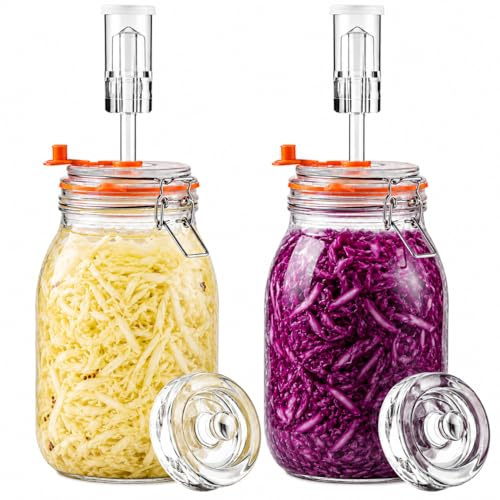 SwiftSlot Juego de 2 vasos de fermentación de 1,8 l de vidrio para fermentación con peso