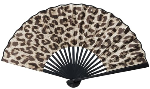 Wnzdp Rave Fan, Hand Fan Folding with Vibrant Leopard Pattern, Portable Folding Hand Fan for Dance Performances, Summer Parties, and Outdoor Cooling, Foldable Design for Easy Storage