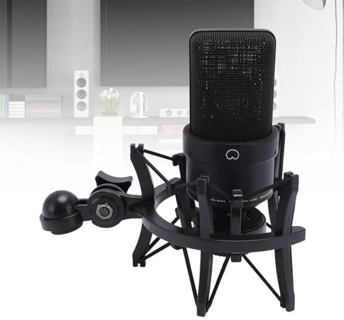 TICFOX Kit de Micrófono XLR de Condensador de Membrana Grande, 26 MM, con Soporte de Choque, Universal Araña Micrófono Soporte para Grabaciones Vocales y Podcasts, Producción Musical