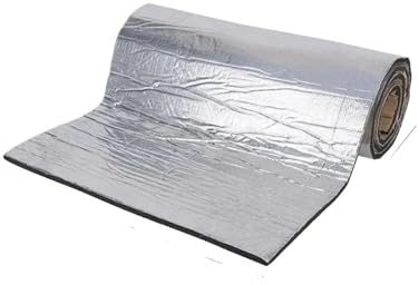 Self Adhesive Aluminium Foam 5/10mm Self Adhesive Aluminum Foil Insulation for Cars Sound Heat Proof Pad Fireproof for Engine Hood Door Panel Truck Van(2000x500x10mm-L)