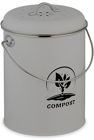 Relaxdays Seau à Compost 5,5L avec Couvercle, 2 filtres à Charbon, Anti-odeurs, Cuisine, 27x22x19 cm